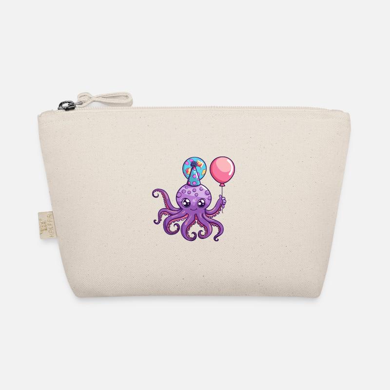 Oktopus Geburtstag Baby - Bio-Täschchen - Natur