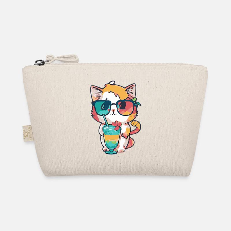 Fancy Katze: Sonnenbrille und Cocktail Bio-Täschchen