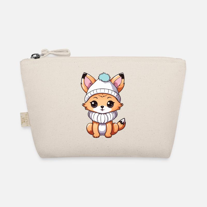 Fox Cute Winter Comic Hat Organic Pouch