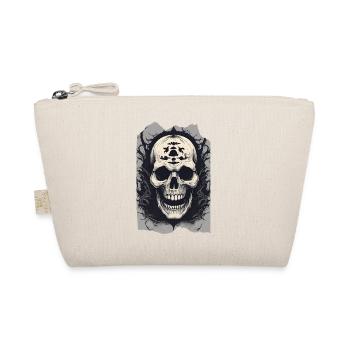 Grässliches Grinsen gruselige dunkle Halloween-Totenkopf-Kunst - Bio-Täschchen - Natur - Vorne