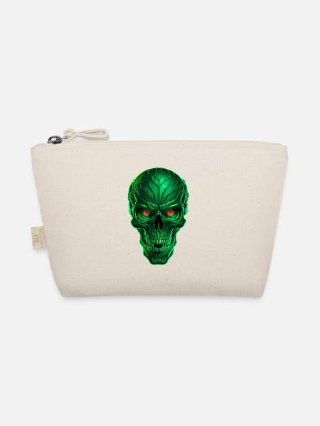 Green Techno Skull - Organic Pouch - nature - Front