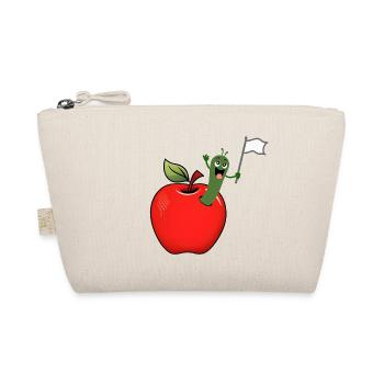 Apple with worm and white banner - Organic Pouch - nature - Front