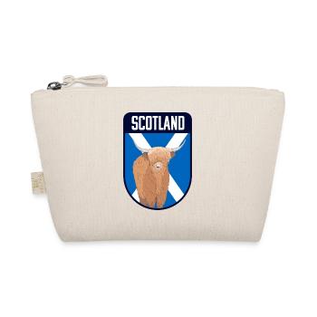Scotland Flag with Highland Cow - Scotland Travel - Organic Pouch - nature - Front