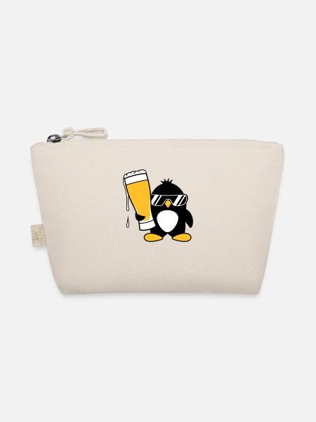 penguin sunglasses party celebrate beer alcohol gla - Organic Pouch - nature - Front
