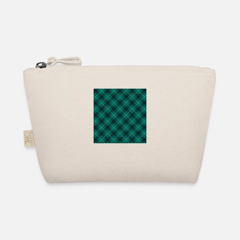Checked pattern Checkered tartan fabric pattern turquoise green Organic Pouch