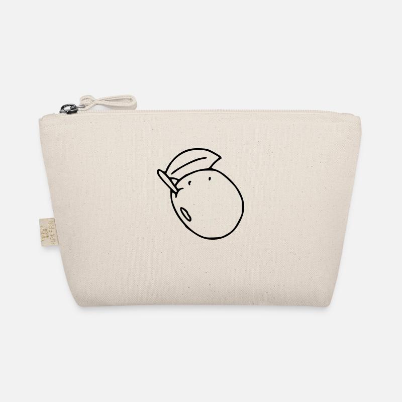 Plum Emoji Fruit Sticker Sketch Black Organic Pouch
