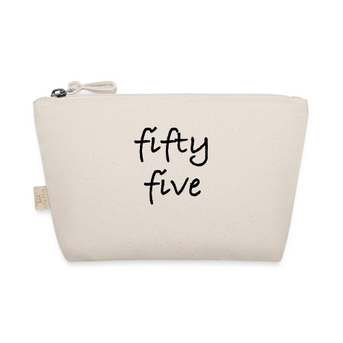 Fiftyfive -teksti mustana kahdessa rivissä - Luomu-pikkulaukku