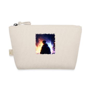 Burning city in neon colors and and young hero - Organic Pouch - nature - Front