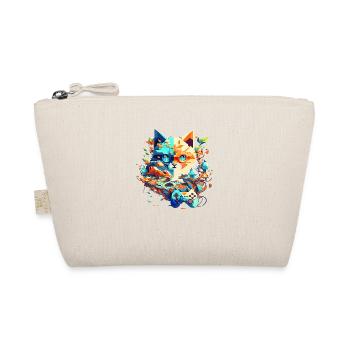 Cat face as video gamer with controller - Organic Pouch - nature - Front