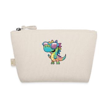 Kawaii Cute Happy Colorful Dino with Sunglasses - Organic Pouch - nature - Front