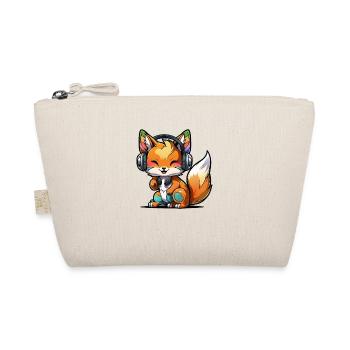 Kawaii Cute Happy Colorful Fox avec des écouteurs - Trousse biologique - nature - Devant