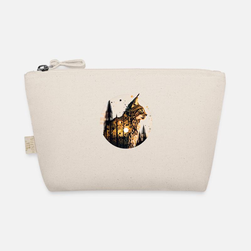 Luchs mit Mond im Wald mit Muster Bio-Täschchen