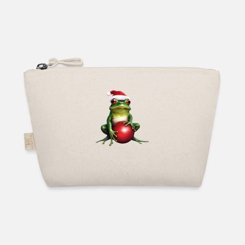 Frosch mit Weihnachtskugel 1 Bio-Täschchen
