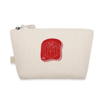 "Gift", Boho Line Art Design, Series "Xmas" - Organic Pouch - nature - Front