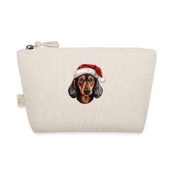 Dachshund Hund Dackel Kopf Weihnachten - Bio-Täschchen - Natur - Vorne