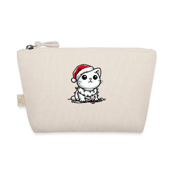 Mignon chat de Noël père Noël chapeau lumières de Noël - Trousse biologique - nature - Devant