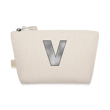Buchstabe V Silber - Bio-Täschchen - Natur - Vorne