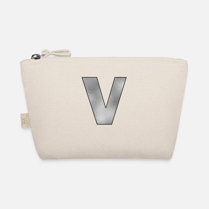 Letter V Silver Organic Pouch