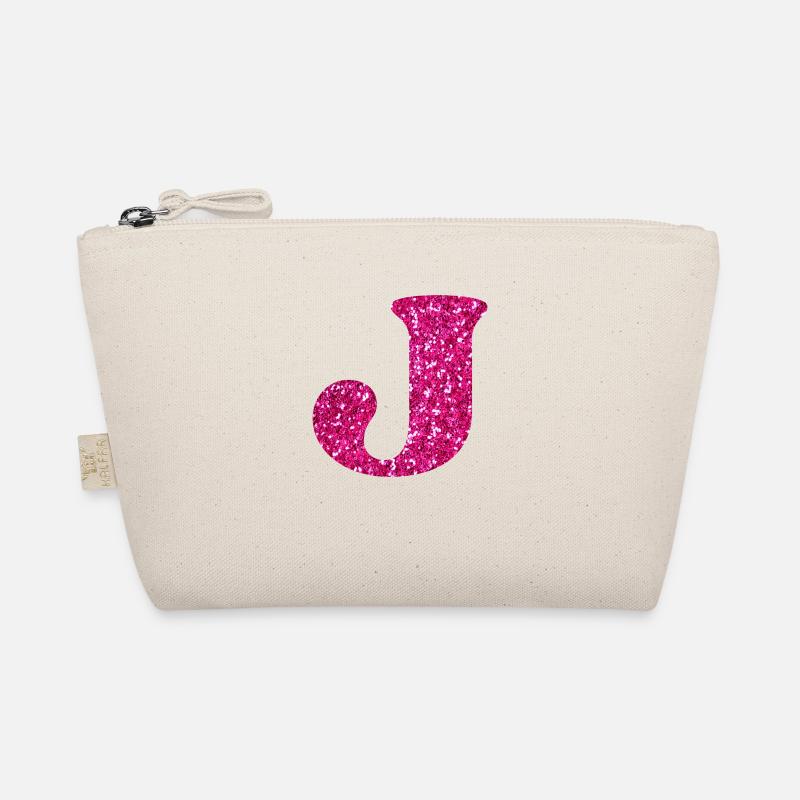 Buchstabe j Rosa Glitzer Bio-Täschchen