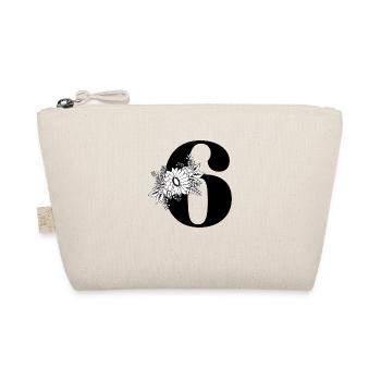 Number 6 Black Floral -6th Floral Anniversary - Organic Pouch - nature - Front