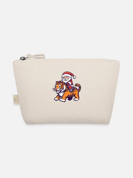 Tiger Weihnachtsmann Cartoon - Bio-Täschchen - Natur