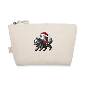 Wolf Santa Claus Cartoon - Organic Pouch - nature - Front