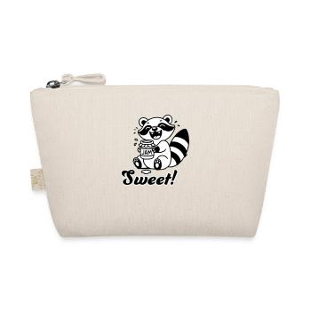 Cute Racoon eating Jam - "Sweet" Design - Organic Pouch - nature - Front