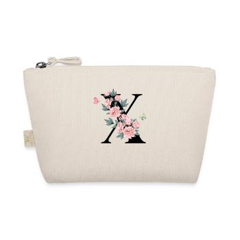 Letter x Pink Flowers - Organic Pouch - nature - Front