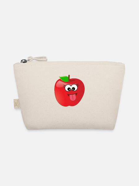 Lustiger lächelnder Apfel Obst mit Gesicht - Bio-Täschchen - Natur