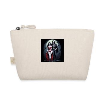 Vampire Paar Halloween Kürbis Fledermaus Kostüm - Bio-Täschchen - Natur - Vorne