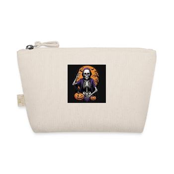 Skeleton Pumpkin Halloween Cemetery Moon Costume - Organic Pouch - nature - Front