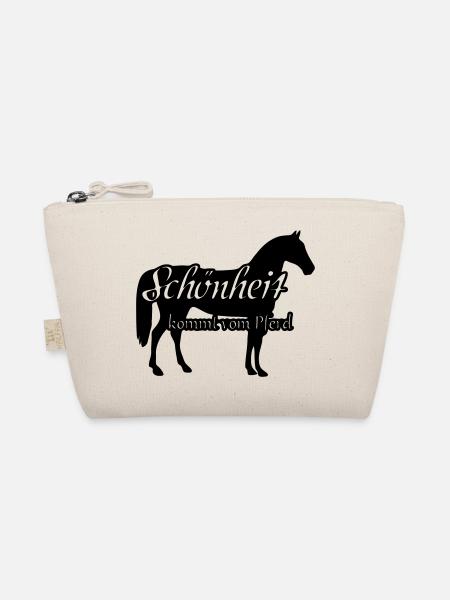Schönheit und Pferd Geschenk Reiter Reiten Spruch - Bio-Täschchen - Natur - Vorne