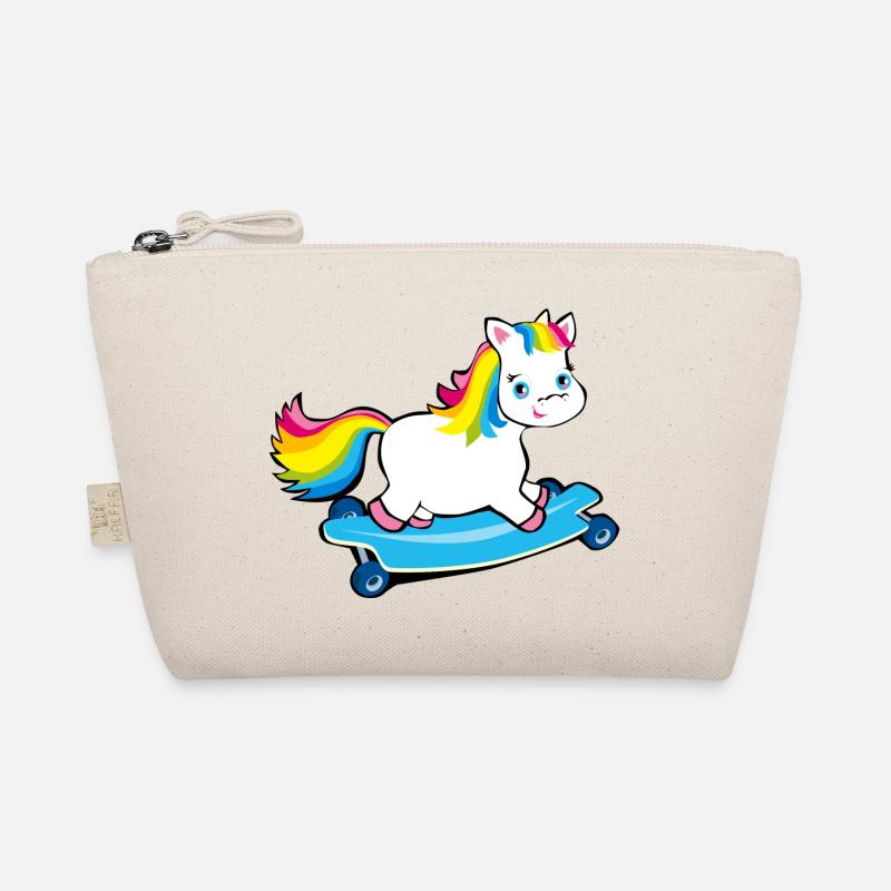 Einhorn Pummel Longboard in Regenbogenfarben Bio-Täschchen