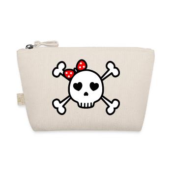 niedlicher Totenkopf süßer Rockabilly Skull - Bio-Täschchen - Natur - Vorne