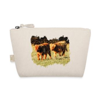 Two shaggy highland calves in the pasture - Organic Pouch - nature - Front