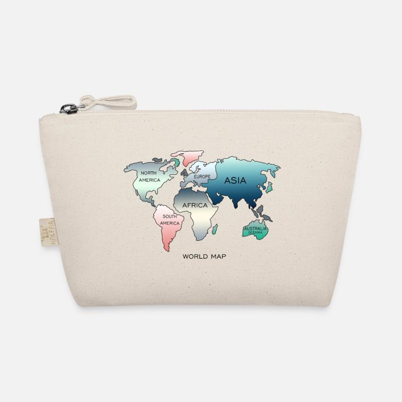 World Map, World Map Organic Pouch