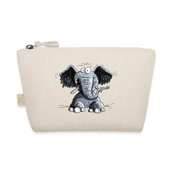 Happy Elephant With Flowers I Elephant Motif - Organic Pouch - nature - Front
