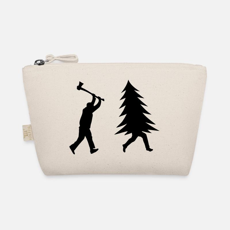 Arbre de Noël drôle est poursuivi par bûcheron Trousse biologique