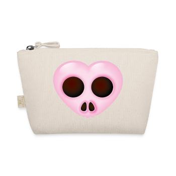 Smiley Heart Skull - Organic Pouch - nature - Front