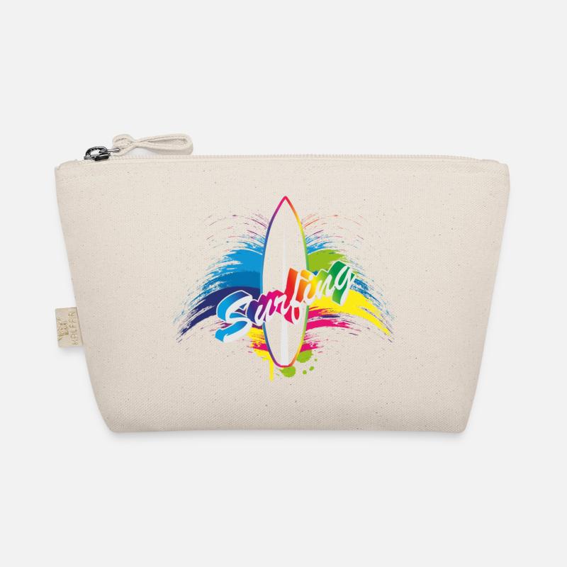 Surfing rainbow surfboard splash typography Organic Pouch