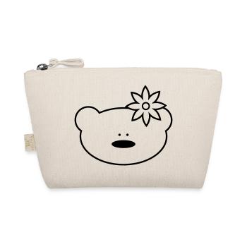 Funny teddy bear with flower in hair - Organic Pouch - nature - Front