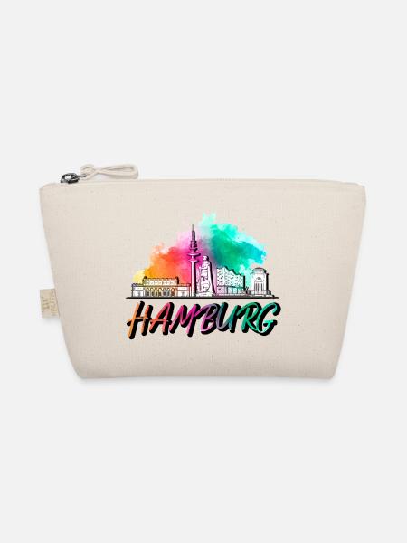 Hamburg Deutschland Skyline Schrift Schriftzug - Bio-Täschchen - Natur - Vorne