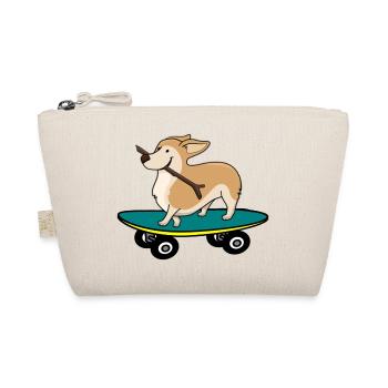 Hund auf Skateboard - Bio-Täschchen - Natur - Vorne