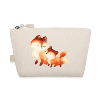 Two Cuddly Foxes Watercolor Painting - Organic Pouch - nature - Front