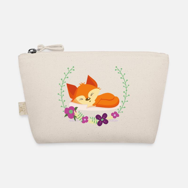 Schlafender Fuchs im Blumenkreis - Bio-Täschchen - Natur
