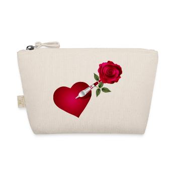 Dart arrow with rose and heart as a target - Organic Pouch - nature - Front