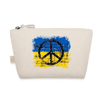 Ukraine Shirt mit Flagge und Peace Zeichen - Bio-Täschchen - Natur - Vorne