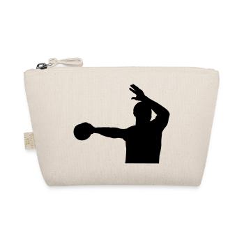 Handball Player Jump Throw Design Shirt - Organic Pouch - nature - Front