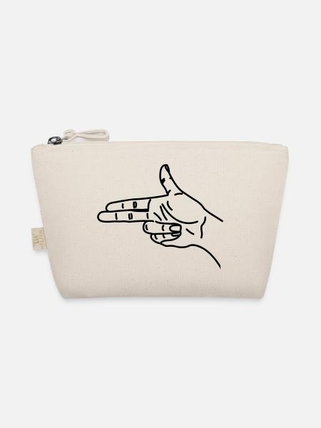 Hand gesture gun scared war - Organic Pouch - nature - Front