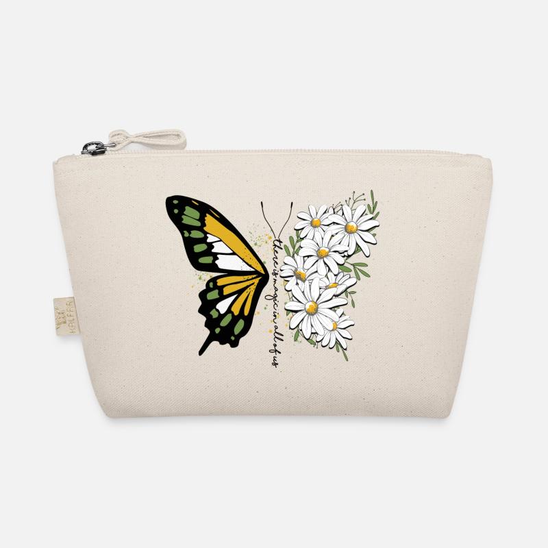 Schmetterling Blume blumig Floral Gänseblümchen - Bio-Täschchen - Natur